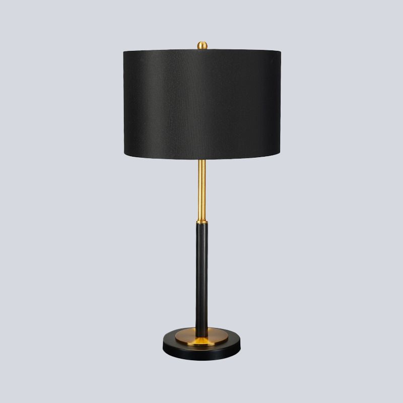 Lámpara de mesa nocturna de tela de tambor de lujo 1 Bulbo Night -Stand Light para sala de estar