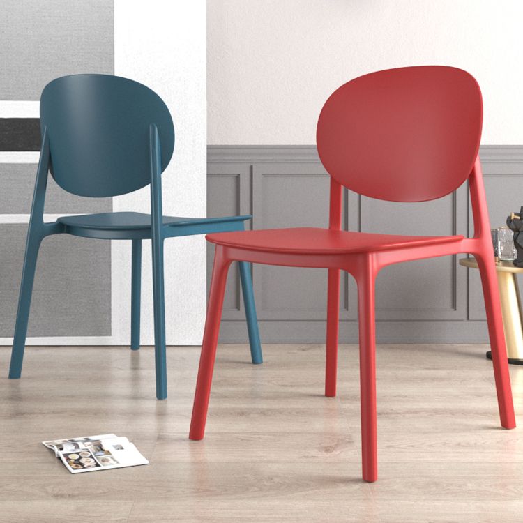 Scandinavian Plastic Armless Chair Open Back Dining Room Chair
