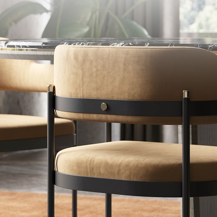 Silla de comedor tapizada de metal con respaldo abierto de estilo moderno para interiores (juego de 2)