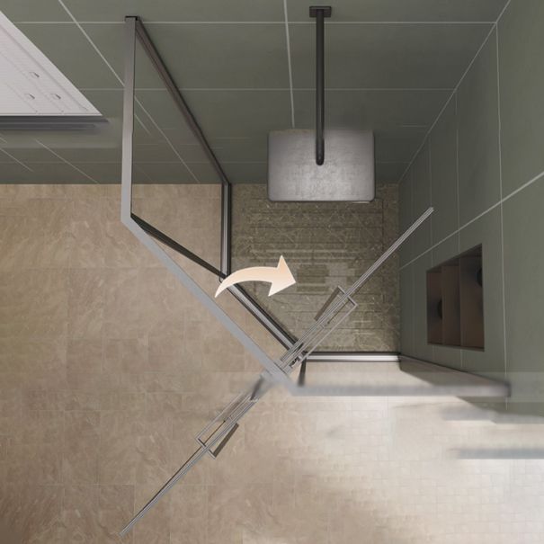 Pivot Diamond-shaped Shower Room Frame Tempered Swing Shower Door