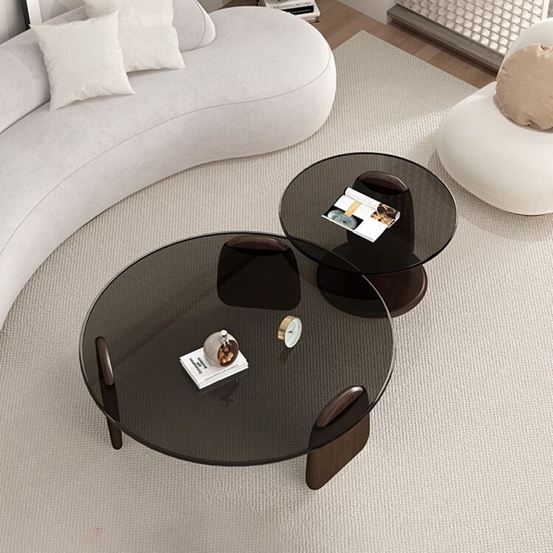 Glass Top Coffee Table Contemporary 3 Legs Coffee Cocktail Table