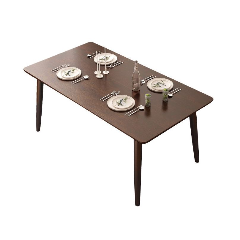 Minimalist Standard Solid Wood Dining Set Rectangle Shape for Kitchen Dining Set in Khaki