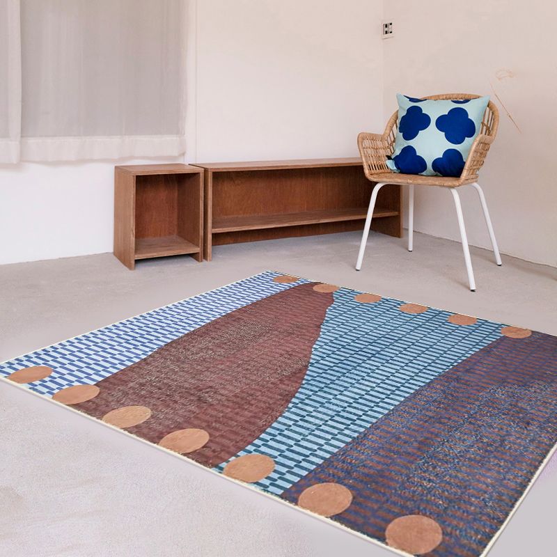 Colorful Modern Area Carpet Geometric Pattern Polyester Area Rug Easy Care Washable Rug for Bedroom