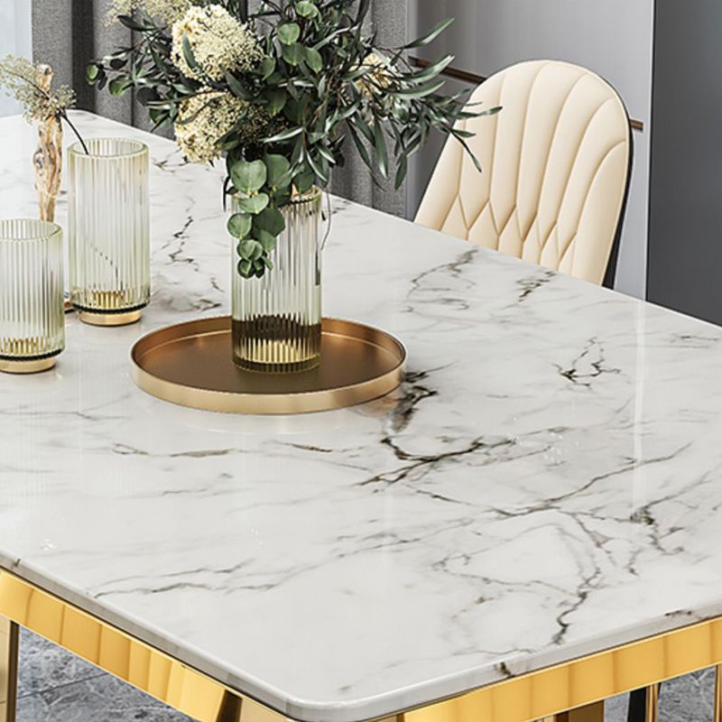 Glam Sintered Stone Double Pedestal Table Home Rectangle Dining Table