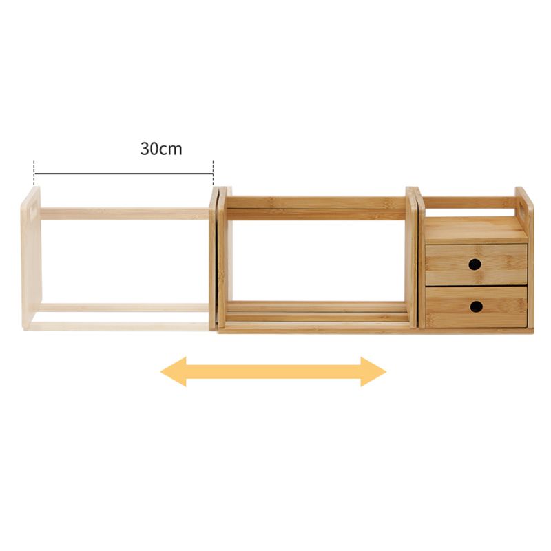 Horizontal Contemporary Bamboo Bookcase Open Back Bookshelf for Home Use