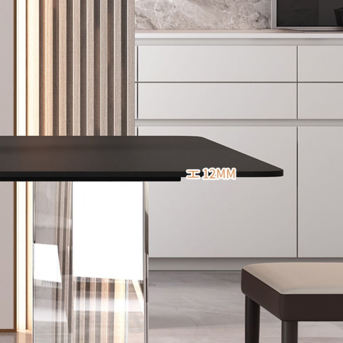 Modern Rectangle Dining Table Sintered Stone Table with Plastic Legs for Home Use