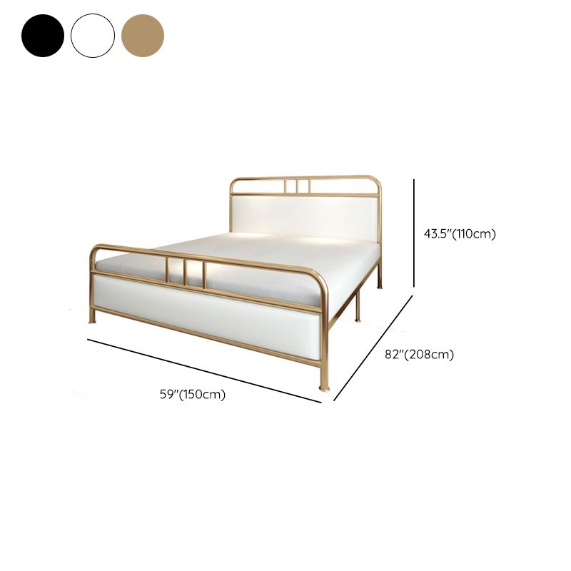 Contemporary Standard Bed Metal Bed Frame with Upholstered Headboard