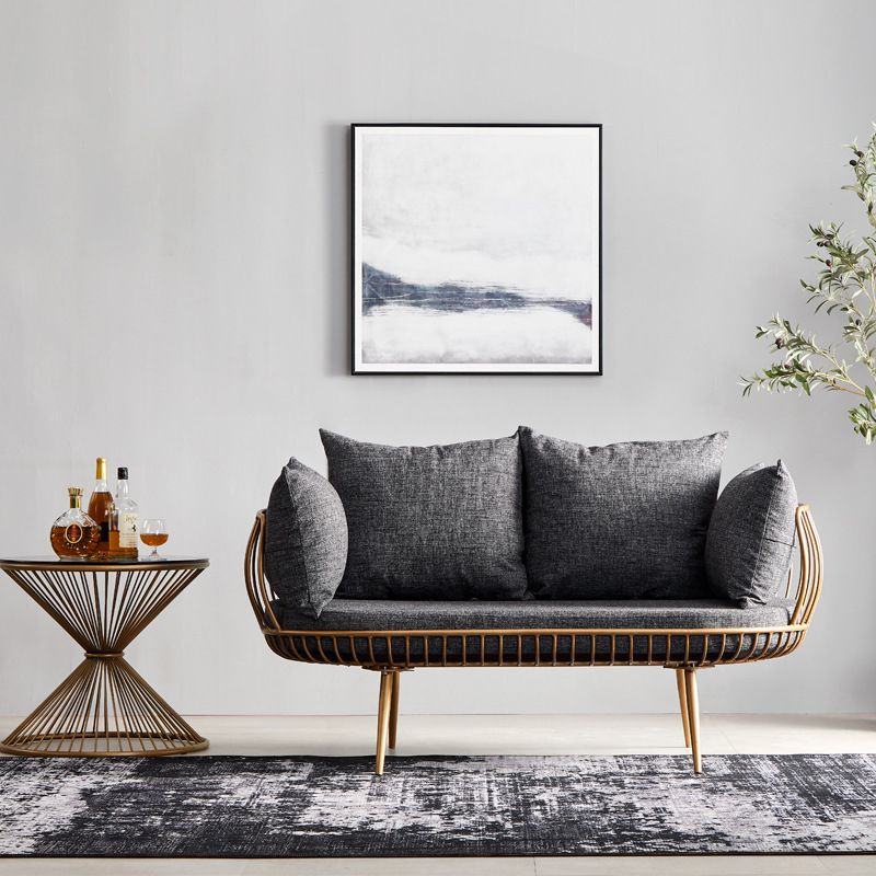 Scandinavian Golden Frame Sofa with Pillow Back Cushion for Living Room