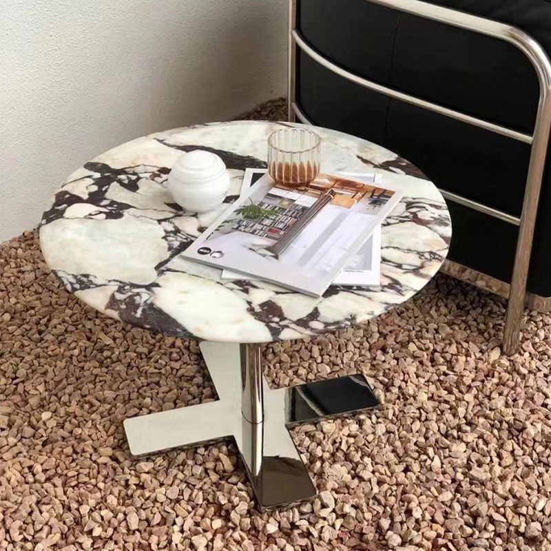 Rustic Sofa Side Accent Table Pedestal Metal Round Living Room Corner Table
