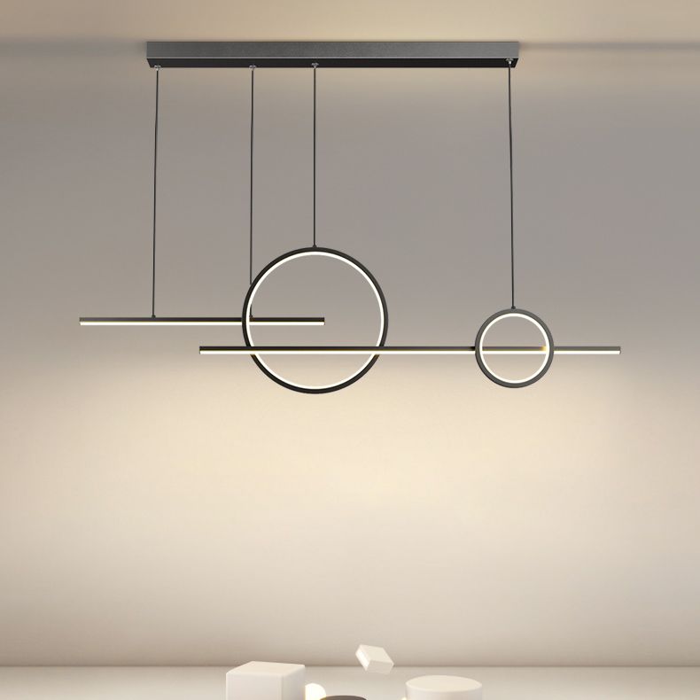 LED Island Lamp Modern Simple Island Hanging Lamp with Silica Gel Shade for Dining Room