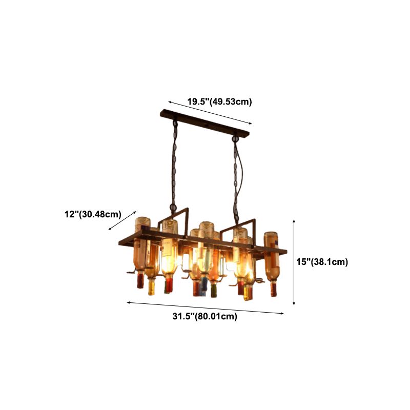 Industrial Style Hanging Lamp Wine Bottle Shape Island Light Fixture for Bar
