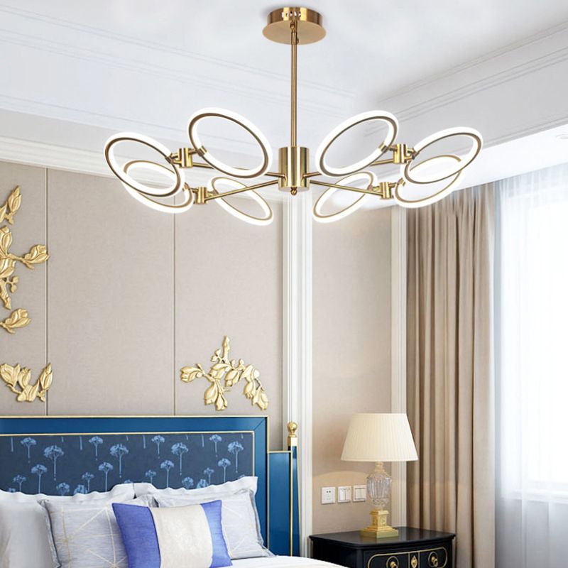 Kreis Kronleuchterlampe moderne Metall 8 Lichter Gold hängende Decke Licht in warmem/weißem Licht