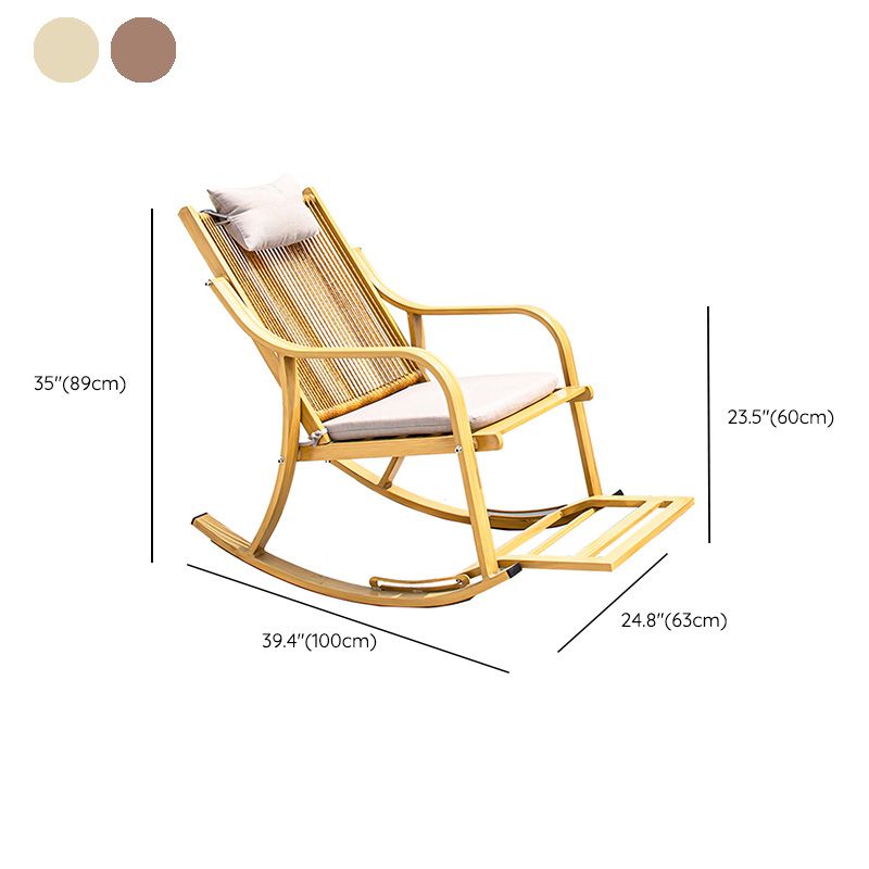 Traditional Rocking Chair Wicker Metal Frame Trapezoidal Back Indoor Rocking Chair