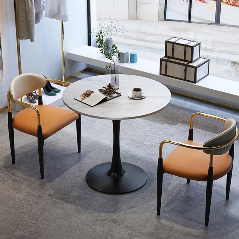Contemporary Leather Dining Chair Open Back Dining Side Furniture in Matte Finish for Home