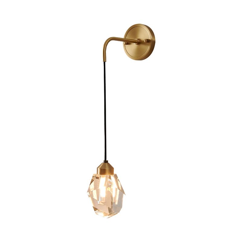 Contemporary Wall Sconce Crystal and Brass Sconce Lighting for Hallway