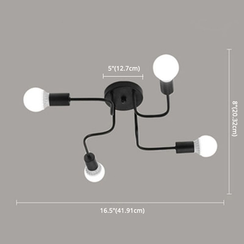 Antique Angled Tangle Semi Flush Ceiling Lights Metal Semi Flush Light Fixtures for Dining Room and Kitchen