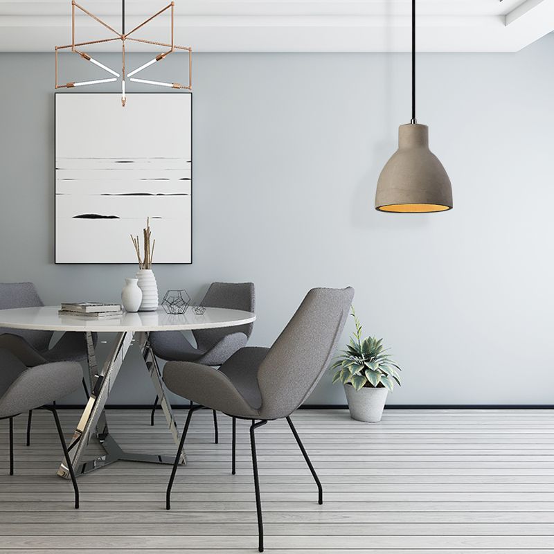 6.5"/8.5"/10.5" Dia Barn/Cylinder/Dome Cement Pendant Lighting Industrial 1 Light Dining Table Ceiling Light Fixture with Adjustable Cord in Grey