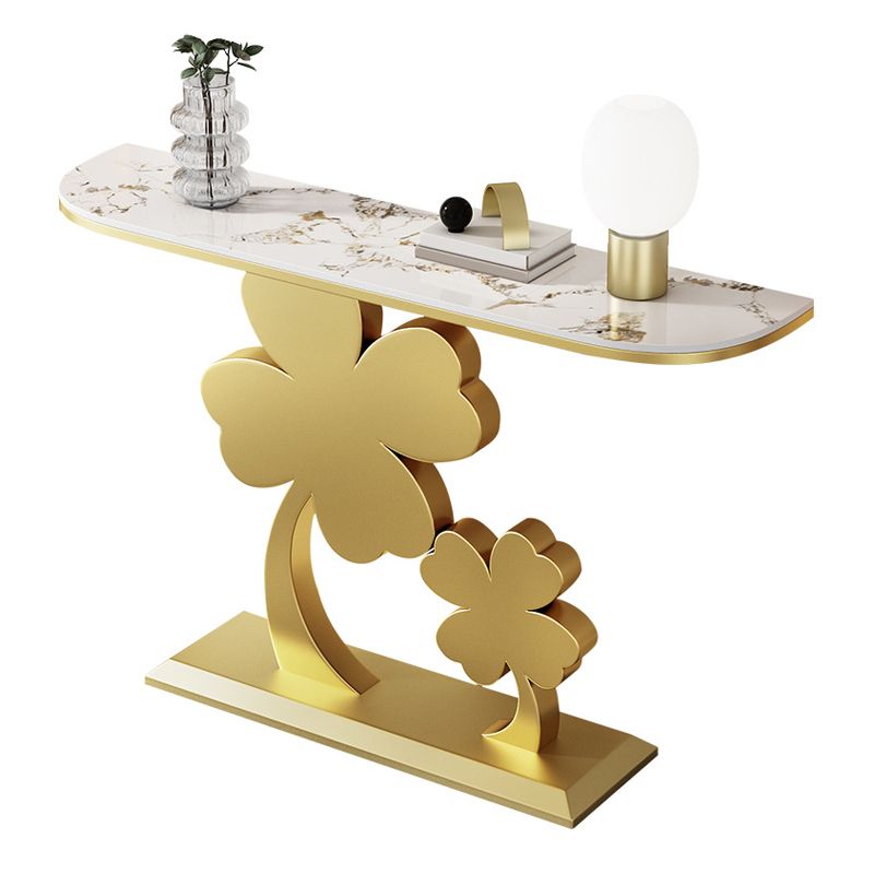 Glam Half Moon Console Table Scratch Resistant Accent Table for Hall