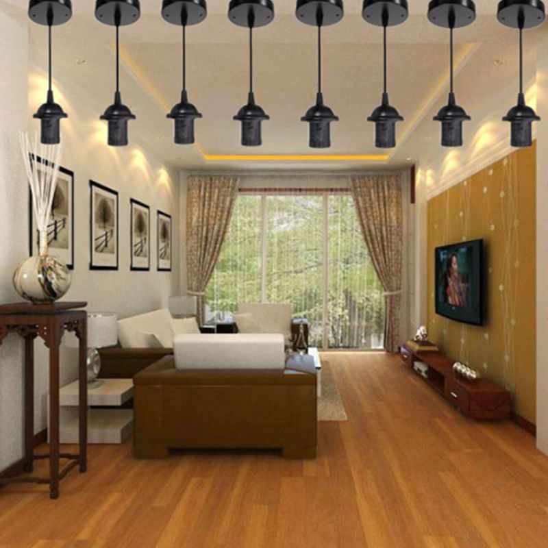 Single Bulb Industrial Style Hanging Light Open Bulb Retro Black Mini Pendant Lamp for Restaurant