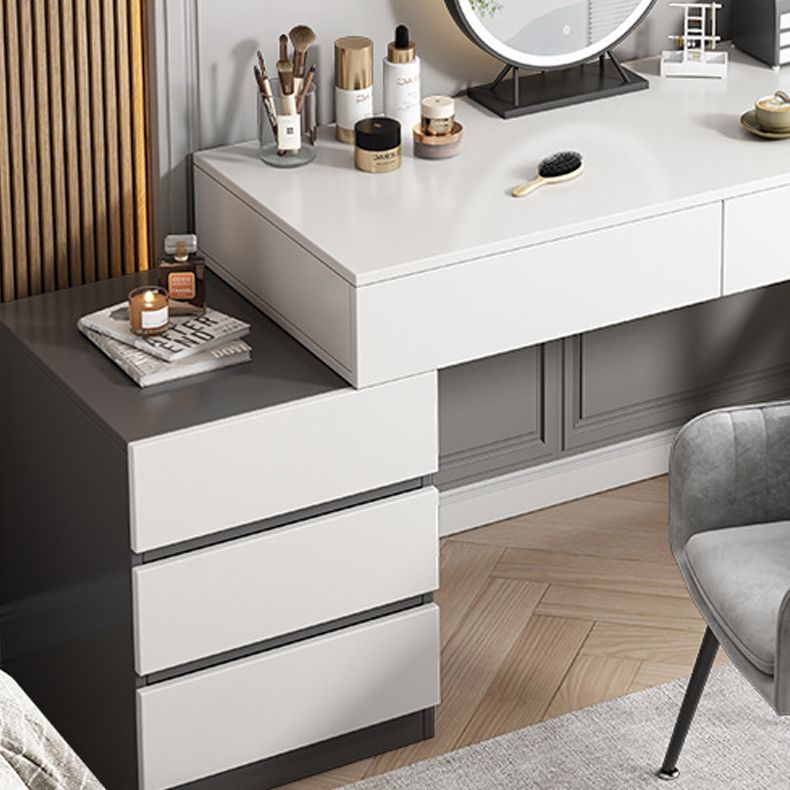Modern Wooden Vanity Desk in White Modern with Drawers Dressing Table