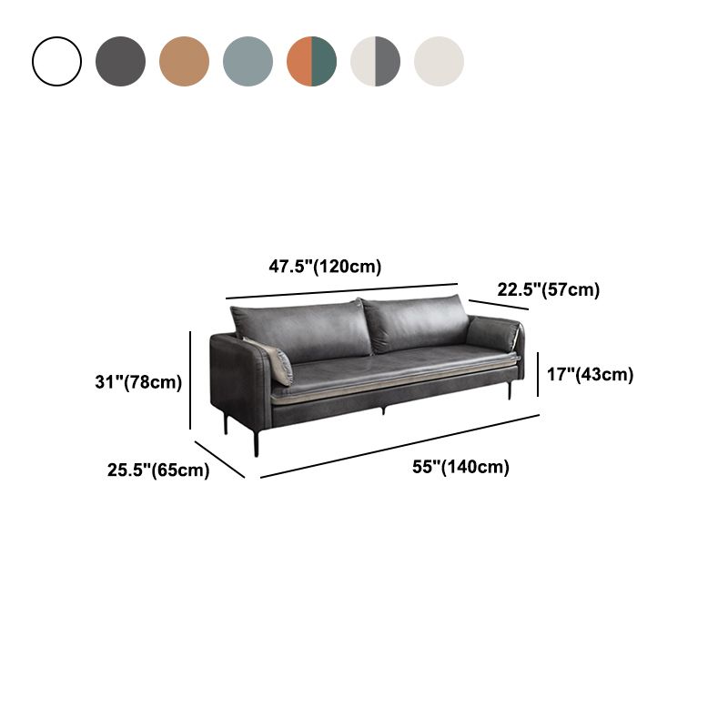 30.7"H Mid Century Modern Faux Leather Square Arm Sofa for Living Room