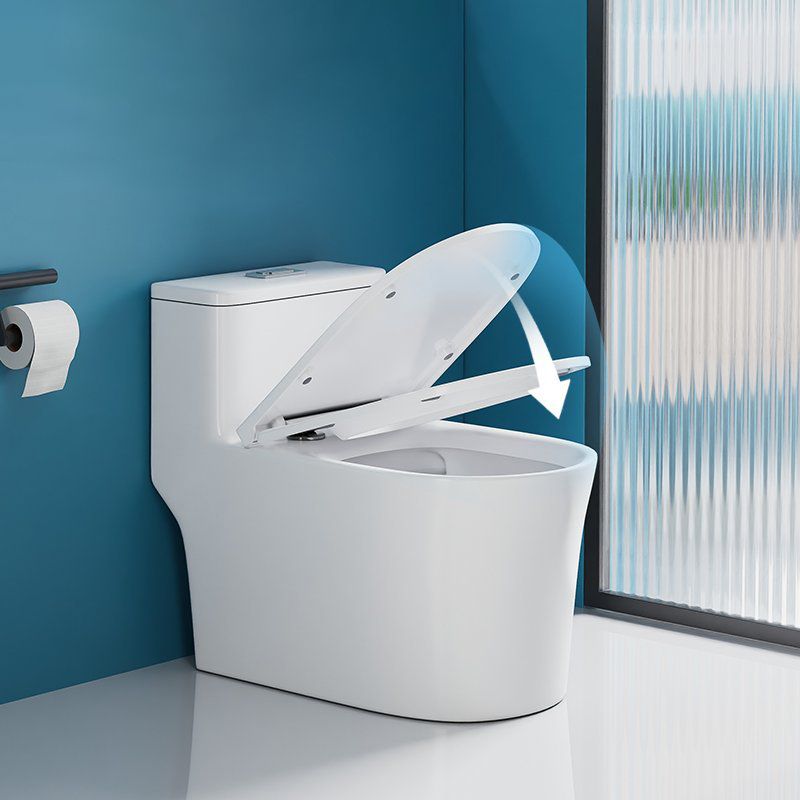Glossy White Toilet with Glazed Surface Modern All-In-One Toilet Bowl