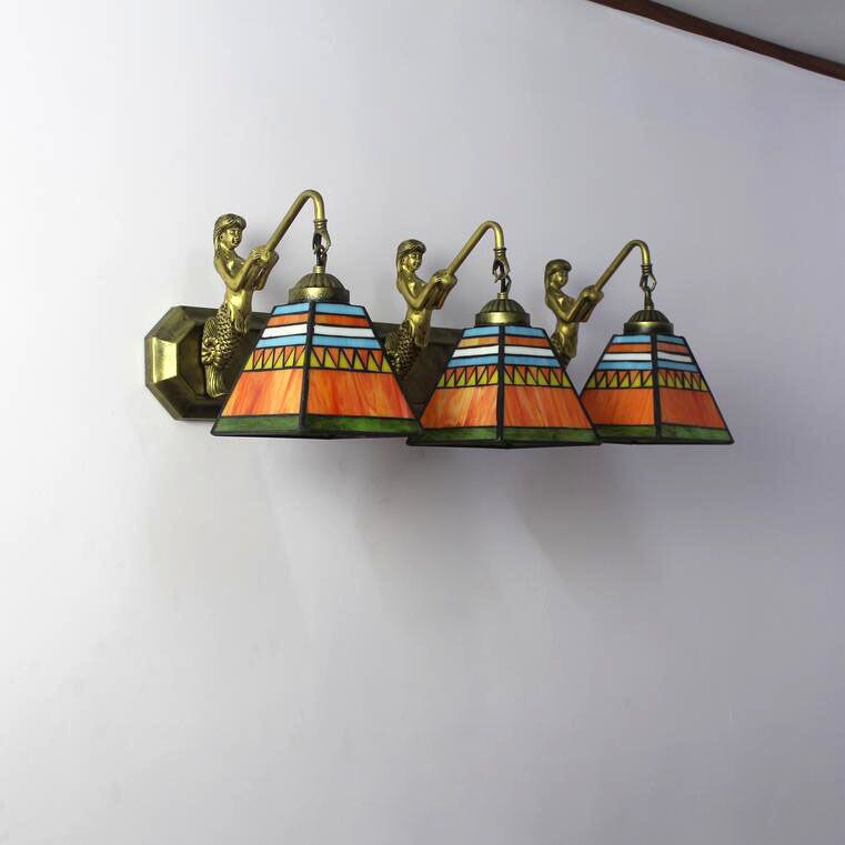 Retro Tiffany Style Armed Vanity Wall Lights Glass Vanity Lamp
