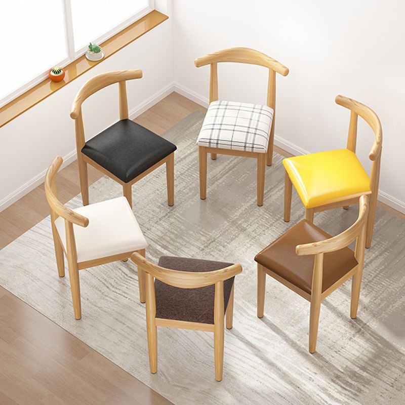 Contemporary Matte Finish Upholstered Side Chair Home Open Back Dining Chair