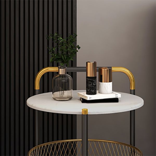 Glam Accent Table Nightstand Antique Finish Night Table with 2 Shelves