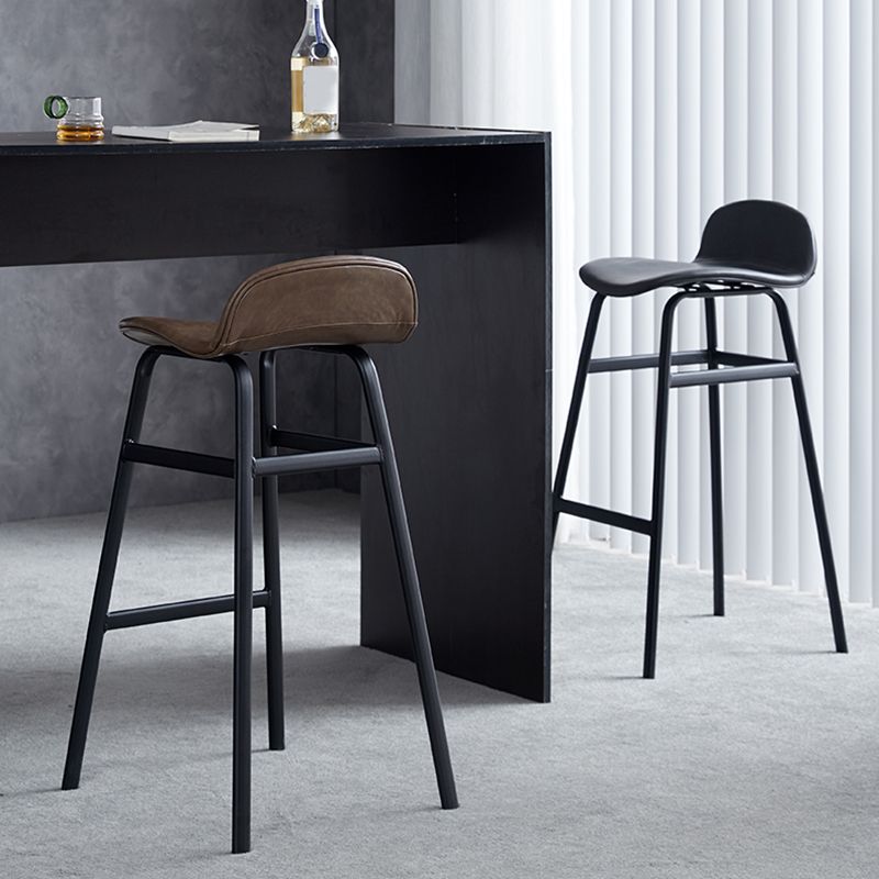 Modern Backrest Armless Counter Stool Iron Bar Stool with Seat and Pedal for Cafe