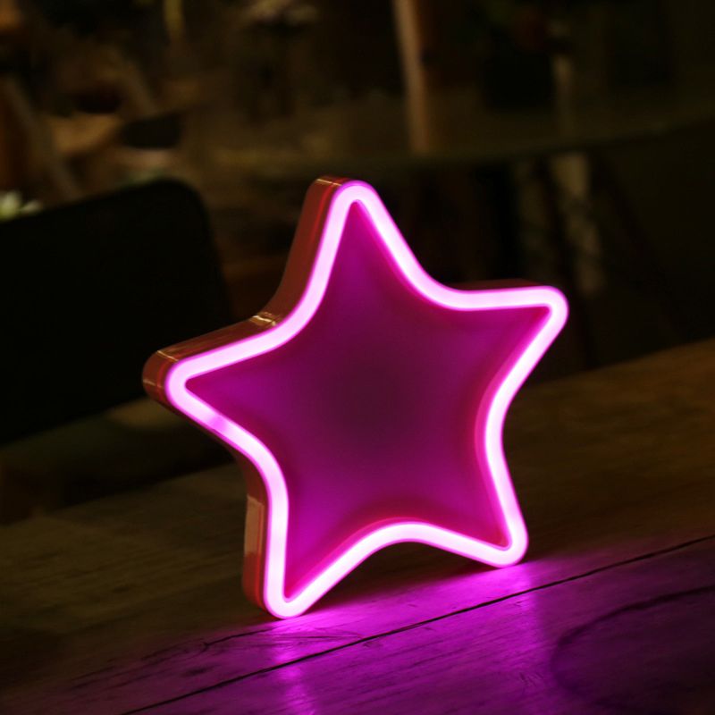 Lampada da comtore bianca per illuminazione notturna a led per ragazze con tonalità di plastica a stella