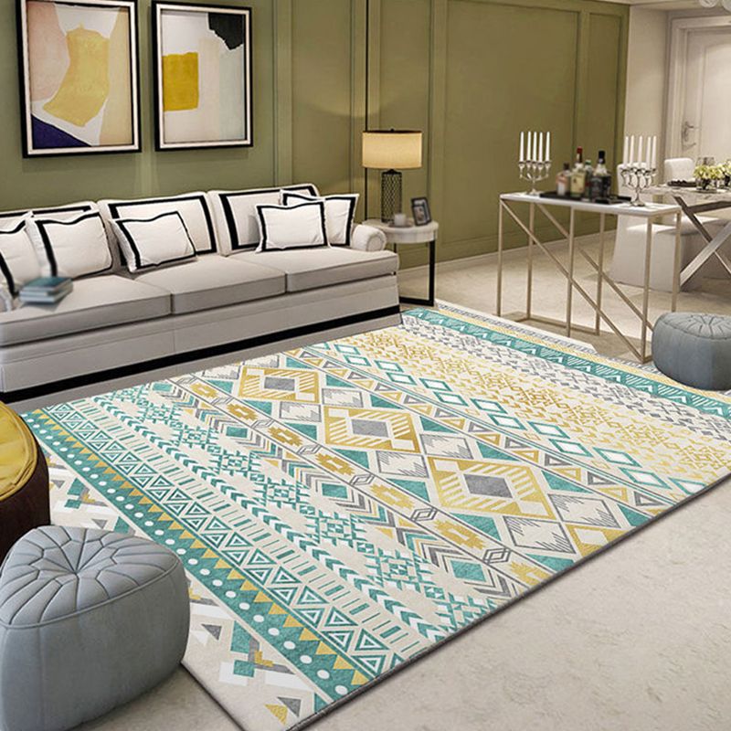 Abstract Blue Graphic Rug Polyester Modern Indoor Rug Non-Slip Backing Area Rug for Drawing Room