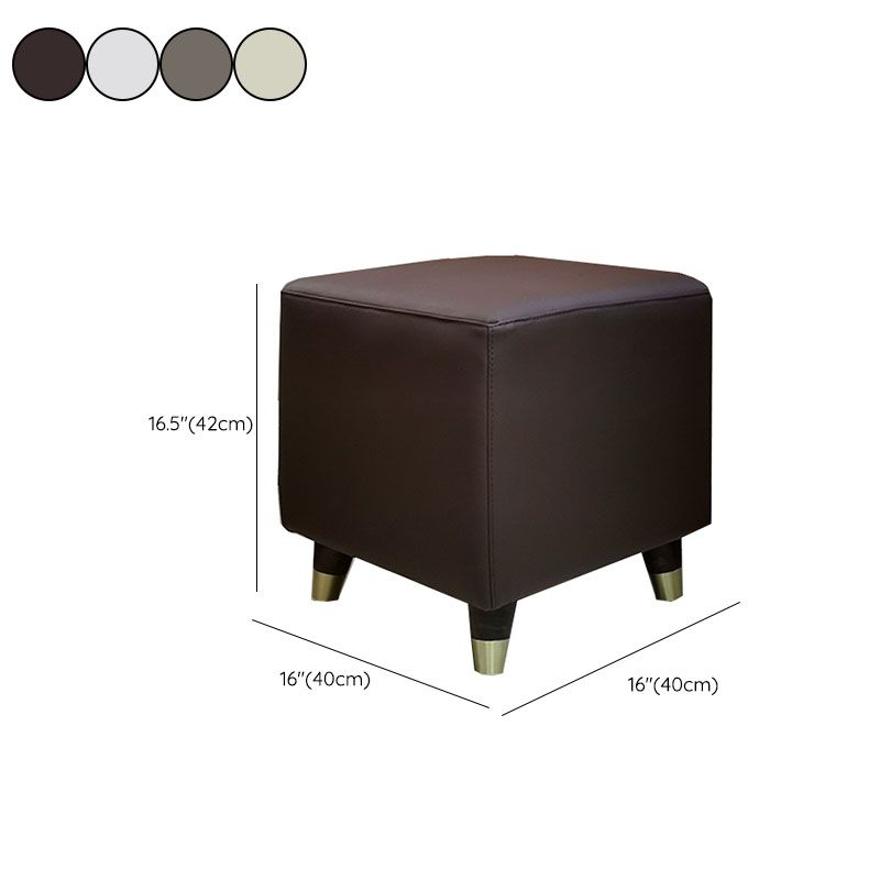 Contemporary Square Ottoman Leather Foot Stool with Legs for Home