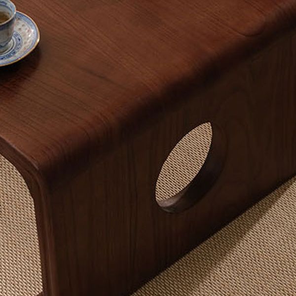 Solid Wood Single Coffee Table Rectangle Modern Sled Cocktail Table