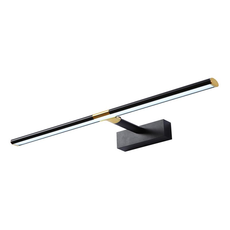 Single Light Linear Shade Wall Sconce Modern Style Metal Mirror Wall Lighting in Black