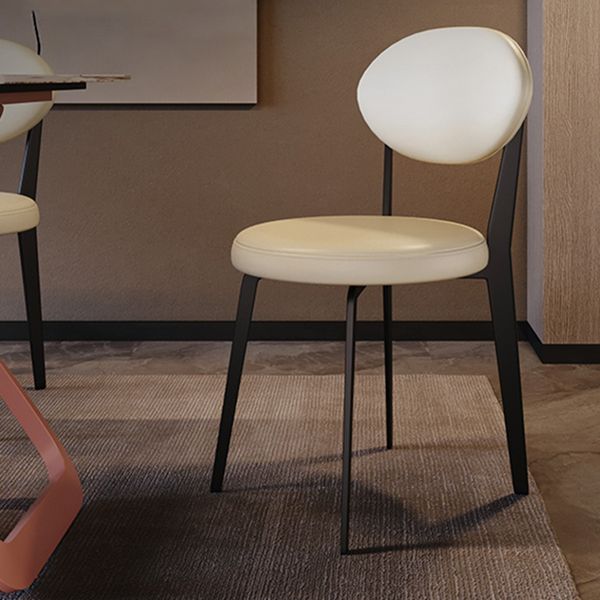 Modern Simple Side Chair Upholstered Kitchen Dining Chair with Metal Base