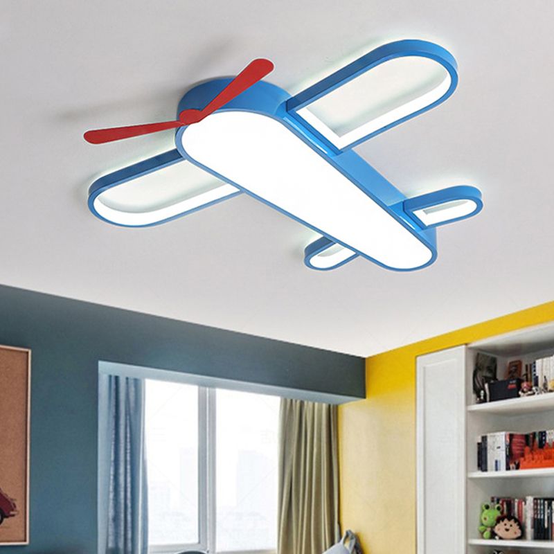Plafonnier LED en forme d'avion à hélice, finition bleue en acrylique, luminaire décoratif d'intérieur, idéal pour une chambre de bébé