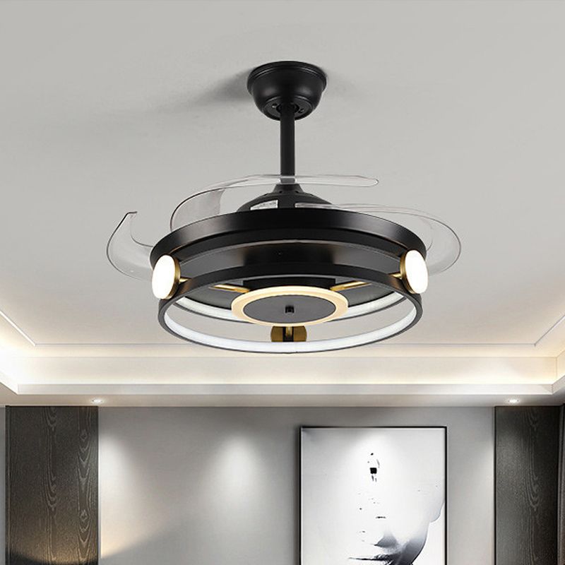 Macaron Circular 4 lame semifulò Light Acrilic Acrilic LED Assiciare lampada a ventola, largo 20 "