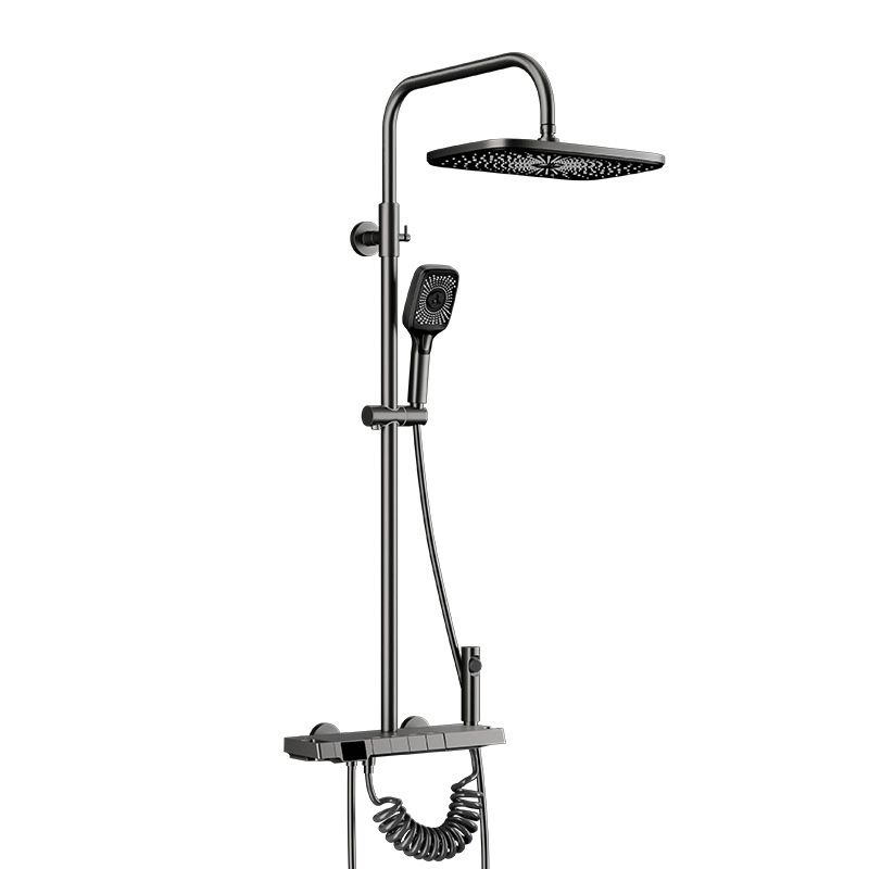 Wall Mounted Modern Square Metal Shower Brass Shower Head Shower Faucet in Gray