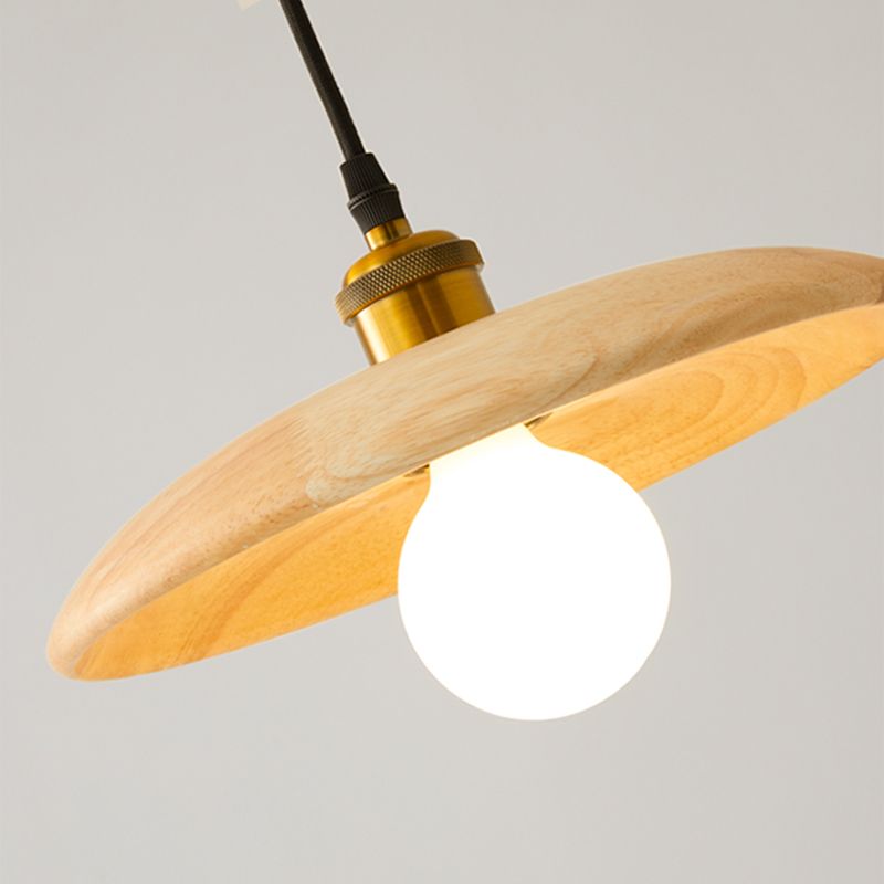 Wooden Circle Suspension Pendant Light Contemporary Style Wood Pendant Ceiling Light