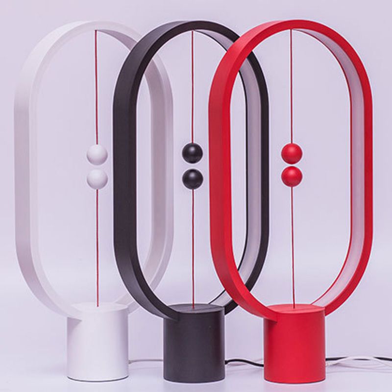 Circle LED Table Light Modern Minimalist Style Table Lamp with Plastic Shade for Living Room