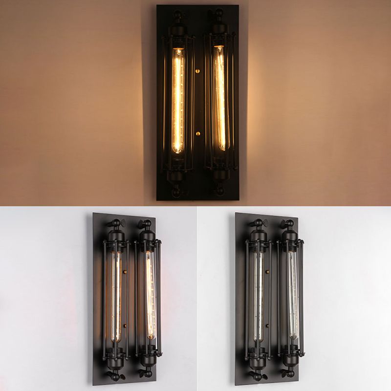 Industrial Style Iron Wall Mount Light Rectangle Shape Wall Lamp for Living Room