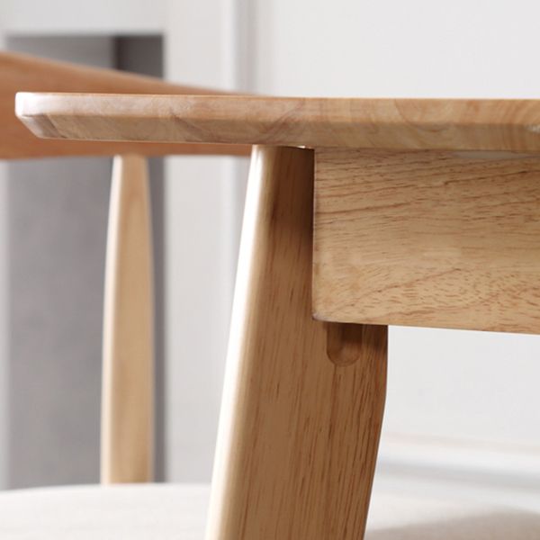 Square 4 Legs Industrial Dining Table Wood Color Fixed Table of Solid Wood