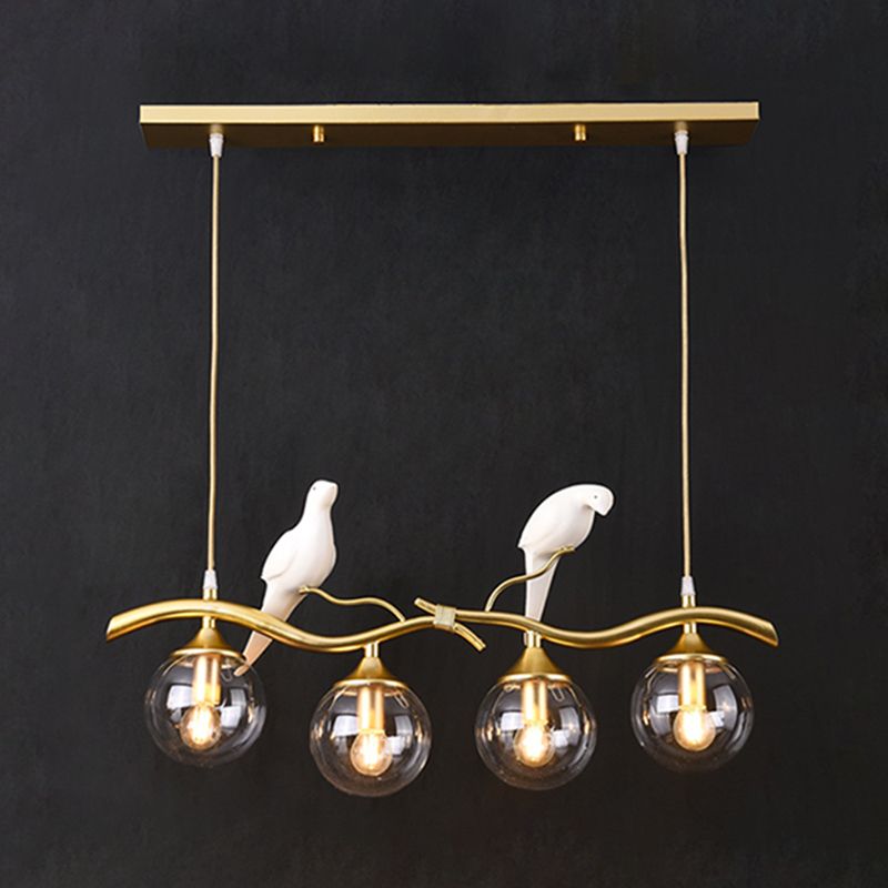 Nordic Modern Island Lamp Round Glass Shade Chandelier Light Fixture for Dining Room