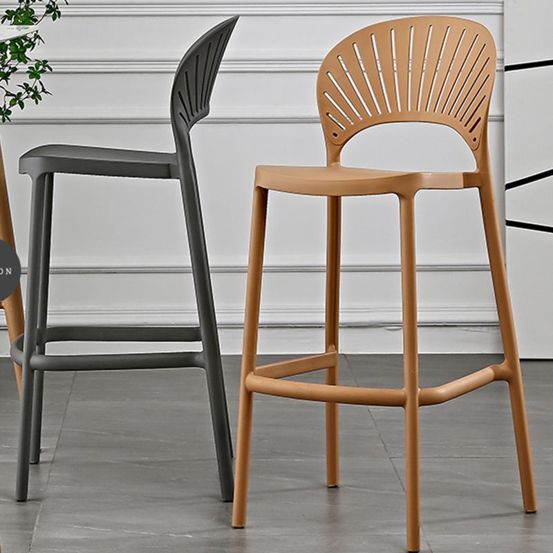 Scandinavian Home Low Back Stool Matte Finish Plastic Barstool