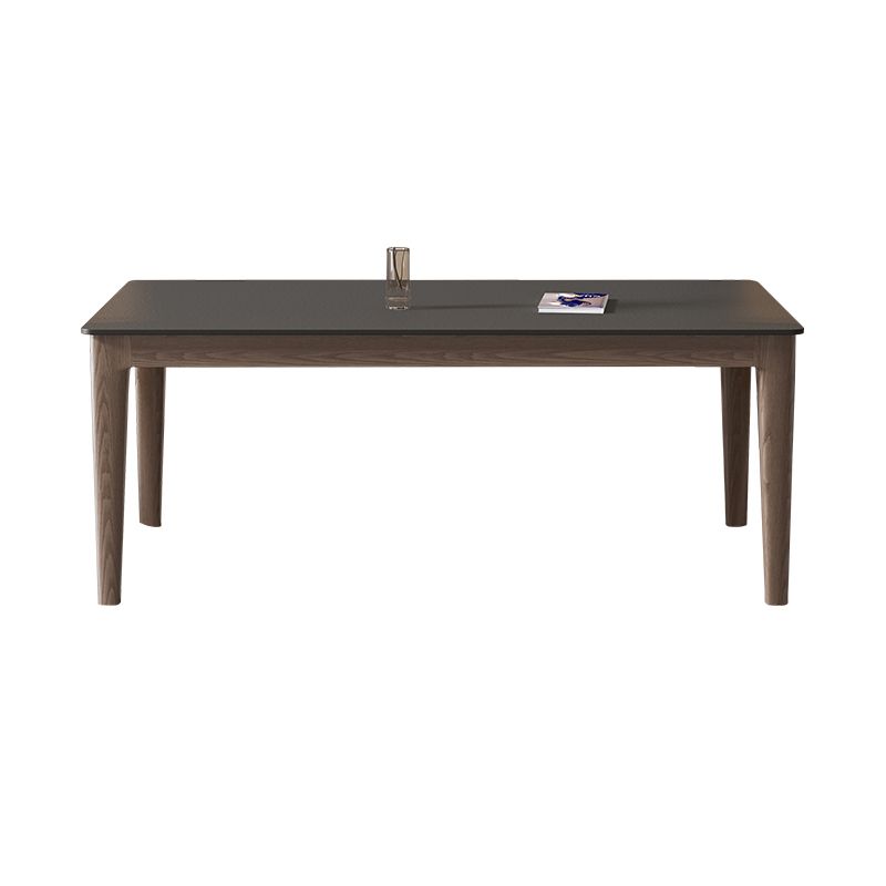 Modern Stone Rectangle Dining Table Wood Legs for Dining Room