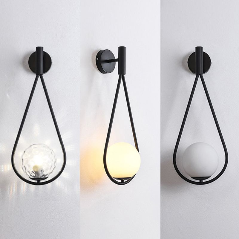 Glass Sphere Wall Sconce Modern Minimalism 1 Light Living Room Suspender Wall Lighting