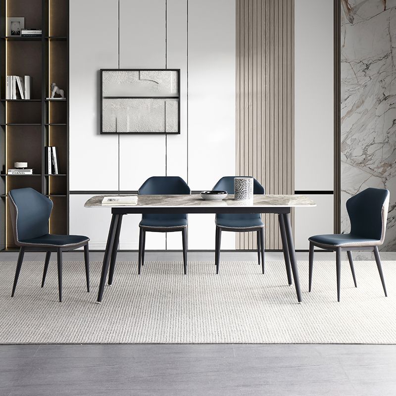 Minimalist Style Dining Table Set with Rectangle Shape Table and Upholstered Chairs