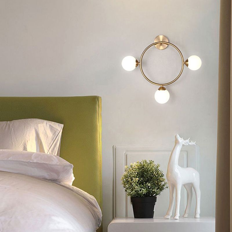 Glass Ball Shaped Wall Mounted Light Fixture Modern-Style White Wall Mounted Lighting