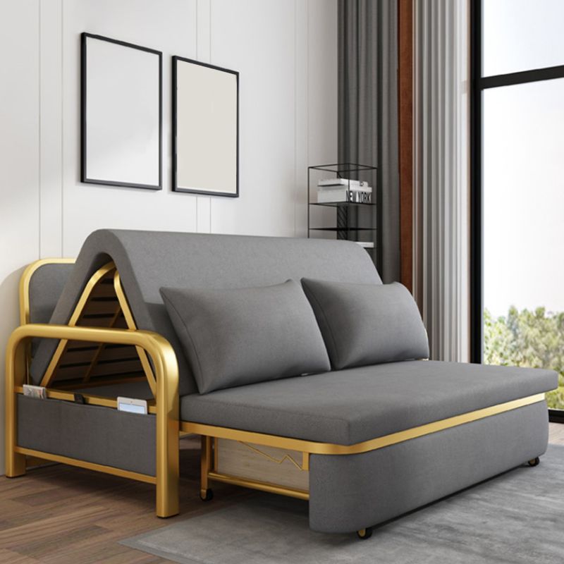 Gray Faux leather Sleeper Sofa 35.43" Wide Foldable Sofa Bed with Cushion Back